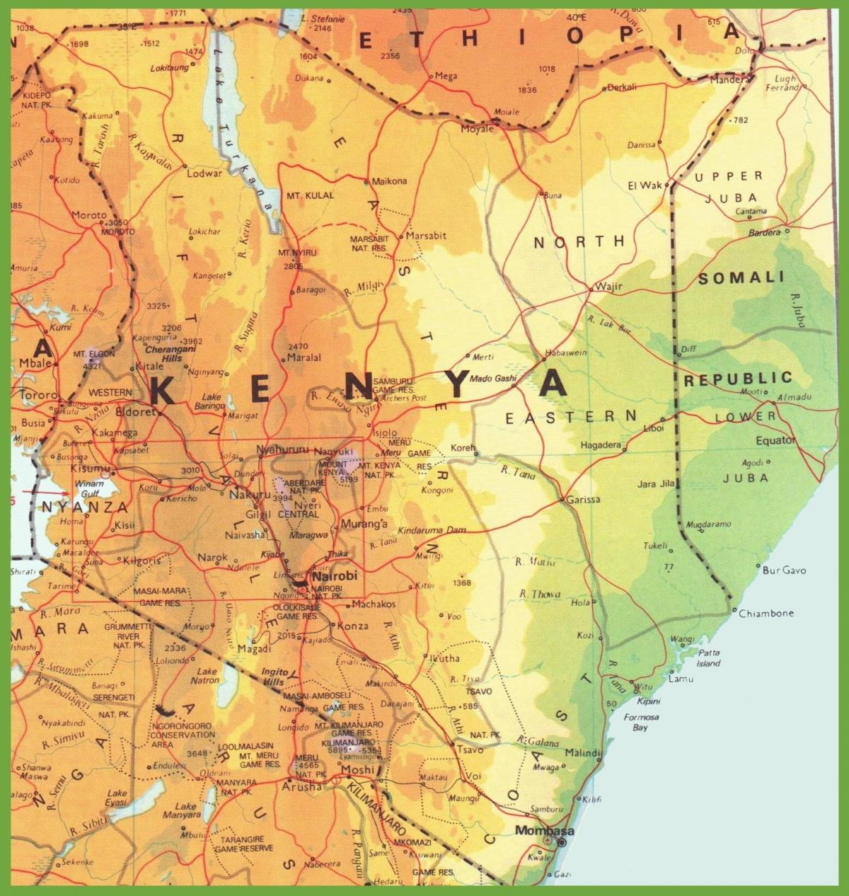 کینیا روڈ نیٹ ورک کا نقشہ