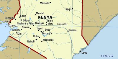 نقشہ کینیا کے شہروں کے ساتھ