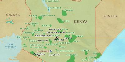 نقشہ کینیا کے قومی پارکوں اور ذخائر