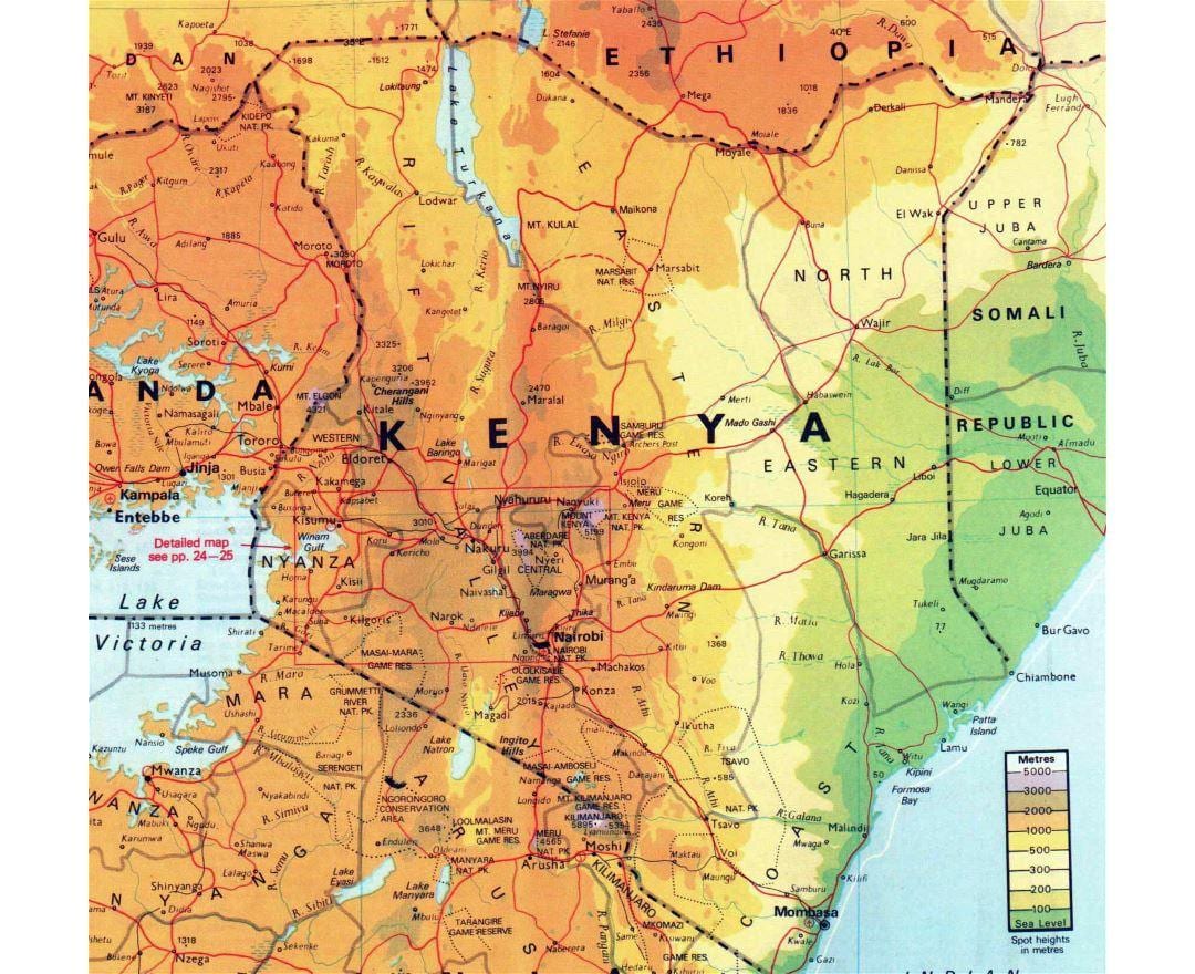 کینیا جغرافیائی نقشہ