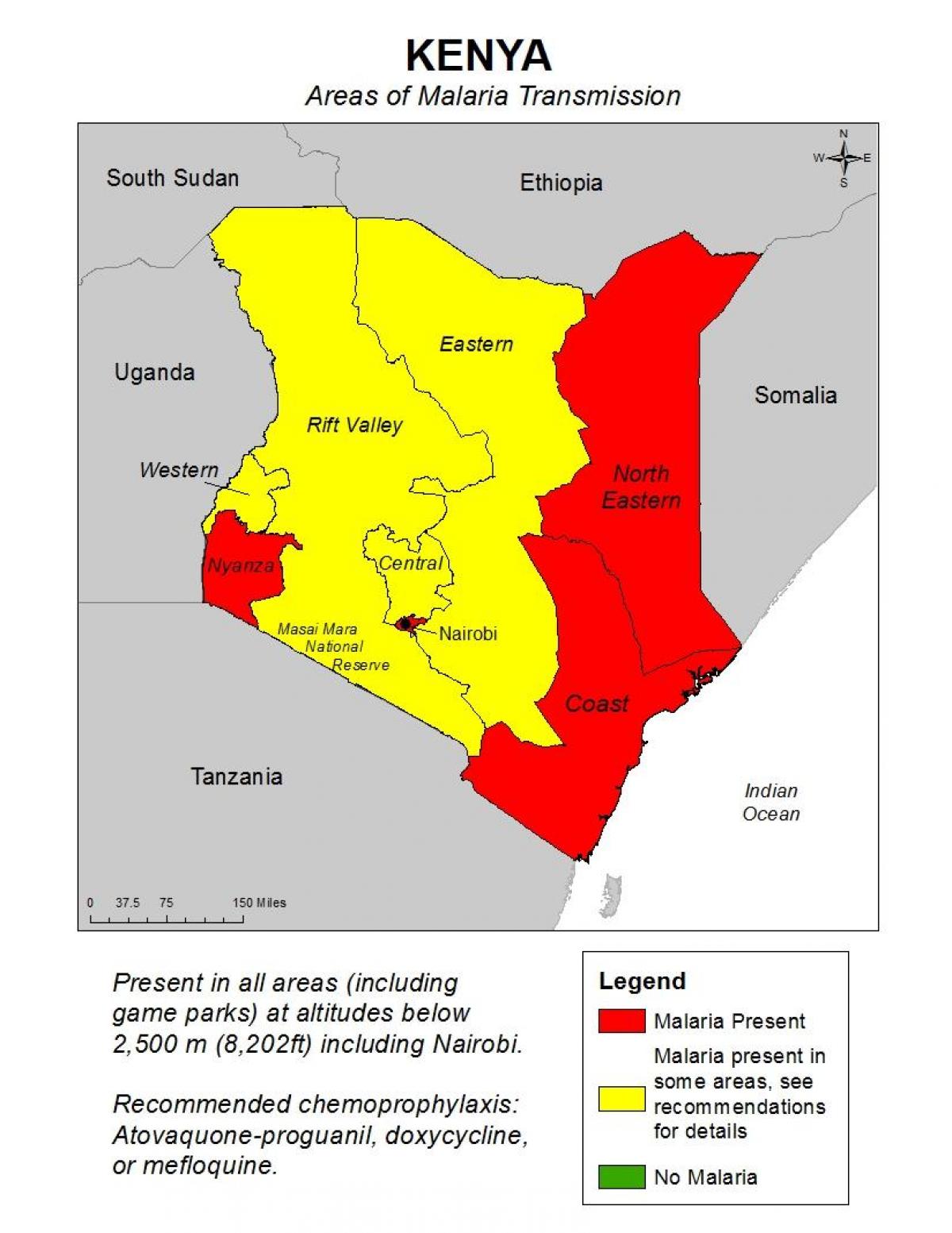 نقشہ کینیا کے ملیریا