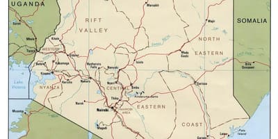 کینیا دریاؤں کا نقشہ